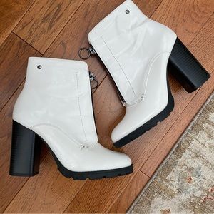 White and Black Boots